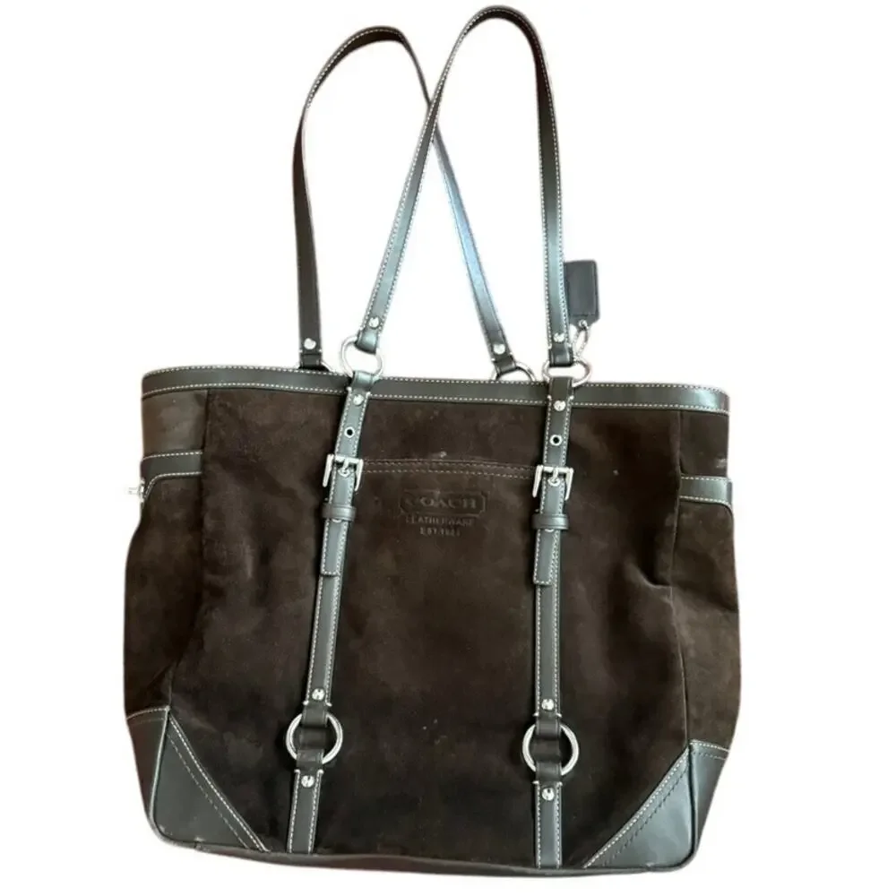 Vintage Coach Brown Suede Bridle Bit Purse
